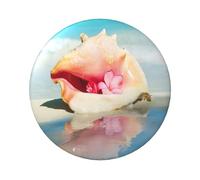 FEYUNYAN Durable Badge For Jackets Bags Gifts, Vibrant Tinplate Collectible Badges For Events, Teachers, Friends, Beach Conch Seascape Round Badge, Bulk Iron-On Patches Alternative, 20 Pcs