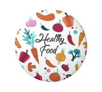 FEYUNYAN Durable Badge For Jackets Bags Gifts, Vibrant Tinplate Collectible Badges For Events, Teachers, Friends, Healthy Food Round Badge, Bulk Iron-On Patches Alternative, 1 Pc