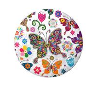 FEYUNYAN Durable Badge For Jackets Bags Gifts, Vibrant Tinplate Collectible Badges For Events, Teachers, Friends, Floral Colorful Butterflies Round Badge, Bulk Iron-On Patches Alternative, 1 Pc