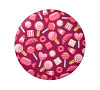 FEYUNYAN Durable Badge For Jackets Bags Gifts, Vibrant Tinplate Collectible Badges For Events, Teachers, Friends, Pink Candy Round Badge, Bulk Iron-On Patches Alternative, 5 Pcs