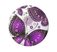 FEYUNYAN Durable Badge For Jackets Bags Gifts, Vibrant Tinplate Collectible Badges For Events, Teachers, Friends, Violet-Gold Butterflies Round Badge, Bulk Iron-On Patches Alternative, 12 Pcs
