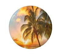 FEYUNYAN Durable Badge For Jackets Bags Gifts, Vibrant Tinplate Collectible Badges For Events, Teachers, Friends, Sunset Hawaiian Palm Tree Round Badge, Bulk Iron-On Patches Alternative, 12 Pcs