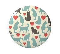 FEYUNYAN Durable Badge For Jackets Bags Gifts, Vibrant Tinplate Collectible Badges For Events, Teachers, Friends, Happy Walking Kitty Round Badge, Bulk Iron-On Patches Alternative, 5 Pcs
