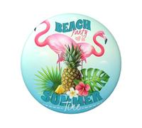 FEYUNYAN Durable Badge For Jackets Bags Gifts, Vibrant Tinplate Collectible Badges For Events, Teachers, Friends, Tropical Flamingo Round Badge, Bulk Iron-On Patches Alternative, 12 Pcs