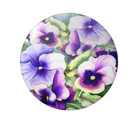FEYUNYAN Durable Badge For Jackets Bags Gifts, Vibrant Tinplate Collectible Badges For Events, Teachers, Friends, Pansy Perfection Round Badge, Bulk Iron-On Patches Alternative, 1 Pc