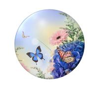 FEYUNYAN Durable Badge For Jackets Bags Gifts, Vibrant Tinplate Collectible Badges For Events, Teachers, Friends, Blue Butterfly Flowers Round Badge, Bulk Iron-On Patches Alternative, 1 Pc