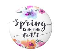 FEYUNYAN Durable Badge For Jackets Bags Gifts, Vibrant Tinplate Collectible Badges For Events, Teachers, Friends, Spring Is In The Air Round Badge, Bulk Iron-On Patches Alternative, 5 Pcs