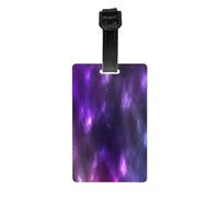 FEYUNYAN Durable PVC Luggage Tags for Suitcases & Bags, Magic Galaxy Sky Purple, Travel ID Name Tags Holder with Detachable Wristband, Tear-Resistant Airline Approved Bag Tags for Backpack