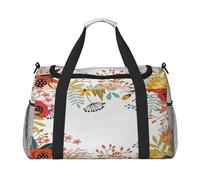 FEYUNYAN Extra Large Tote Bag with Adjustable Strap, Water-Resistant Travel Duffel with Anti-Slip Handles, Summer Flowers Botanical, Heavy-Duty Crossbody Bag for Gym, Weekend Trips & Outdoor Sports