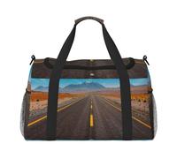 FEYUNYAN Extra Large Tote Bag with Adjustable Strap, Water-Resistant Travel Duffel with Anti-Slip Handles, Highway Road Desert, Heavy-Duty Twill Crossbody Bag for Gym, Weekend Trips & Outdoor Sports