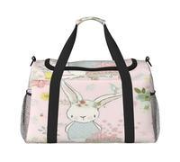 FEYUNYAN Extra Large Tote Bag with Adjustable Strap, Water-Resistant Travel Duffel with Anti-Slip Handles, Garden Bunny, Heavy-Duty Twill Crossbody Bag for Gym, Weekend Trips & Outdoor Sports