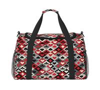 FEYUNYAN Extra Large Tote Bag with Adjustable Strap, Water-Resistant Travel Duffel with Anti-Slip Handles, Checkered Rhombus, Heavy-Duty Twill Crossbody Bag for Gym, Weekend Trips & Outdoor Sports