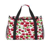 FEYUNYAN Extra Large Tote Bag with Adjustable Strap, Water-Resistant Travel Duffel with Anti-Slip Handles, Red Cherries, Heavy-Duty Twill Crossbody Bag for Gym, Weekend Trips & Outdoor Sports
