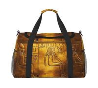 FEYUNYAN Extra Large Tote Bag with Adjustable Strap, Water-Resistant Travel Duffel with Anti-Slip Handles, Egypt Hieroglyphics, Heavy-Duty Twill Crossbody Bag for Gym, Weekend Trips & Outdoor Sports