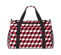 FEYUNYAN Extra Large Tote Bag with Adjustable Strap, Water-Resistant Travel Duffel with Anti-Slip Handles, 3D Red Checkered, Heavy-Duty Twill Crossbody Bag for Gym, Weekend Trips & Outdoor Sports