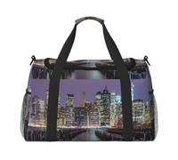 FEYUNYAN Extra Large Tote Bag with Adjustable Strap, Water-Resistant Travel Duffel with Anti-Slip Handles, New York City, Heavy-Duty Twill Crossbody Bag for Gym, Weekend Trips & Outdoor Sports