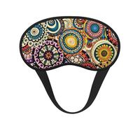 FEYUNYAN Fashion Sleep Mask for Adults, Ethnic Circles Floral Eye Shade with Adjustable Strap, Sleeping Mask for Women & Men, Comfortable Blackout Eye Mask for Travel, Yoga, Nap