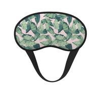 FEYUNYAN Fashion Sleep Mask for Adults, Green Palm Tree Leaves Pink Eye Shade with Adjustable Strap, Sleeping Mask for Women & Men, Comfortable Blackout Eye Mask for Travel, Yoga, Nap