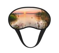 FEYUNYAN Fashion Sleep Mask for Adults, Lake View Flowers Leaves Eye Shade with Adjustable Strap, Sleeping Mask for Women & Men, Comfortable Blackout Eye Mask for Travel, Yoga, Nap