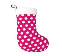 FEYUNYAN Fluffy Xmas Stockings For Christmas Tree, Large 18" Knitted Candy Socks With Hanging Loop, Big White Dot Christmas Stockings For Fireplace Decorations, Festive Gifts & Party