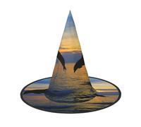 FEYUNYAN Halloween Witch Hat, Adjustable Bendable Witch Costume Accessory for Women Adults Party, Pointed Wizard Cap, Cute dolphin Halloween hat, 1 PCS