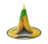 FEYUNYAN Halloween Witch Hat, Adjustable Bendable Witch Costume Accessory for Women Adults Party, Pointed Wizard Cap, Lemon Halloween hat, 2 PCS