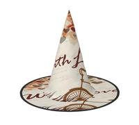 FEYUNYAN Halloween Witch Hat, Adjustable Bendable Witch Costume Accessory for Women Adults Party, Pointed Wizard Cap, Bicycle heart tree romantic Halloween hat, 1 PCS