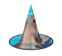 FEYUNYAN Halloween Witch Hat, Adjustable Bendable Witch Costume Accessory for Women Adults Party, Pointed Wizard Cap, Funny Dolphin Halloween hat, 1 PCS