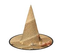 FEYUNYAN Halloween Witch Hat, Adjustable Bendable Witch Costume Accessory for Women Adults Party, Pointed Wizard Cap, Beach Shell Sand Halloween hat, 1 PCS