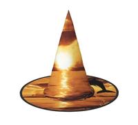FEYUNYAN Halloween Witch Hat, Adjustable Bendable Witch Costume Accessory for Women Adults Party, Pointed Wizard Cap, Dolphin at dusk Halloween hat, 3 PCS