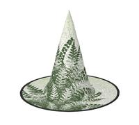 FEYUNYAN Halloween Witch Hat, Adjustable Bendable Witch Costume Accessory for Women Adults Party, Pointed Wizard Cap, natural plant fern leaf Halloween hat, 1 PCS
