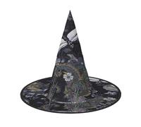 FEYUNYAN Halloween Witch Hat, Adjustable Bendable Witch Costume Accessory for Women Adults Party, Pointed Wizard Cap, Dragonflies Grey Halloween hat, 1 PCS