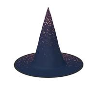 FEYUNYAN Halloween Witch Hat, Adjustable Bendable Witch Costume Accessory for Women Adults Party, Pointed Wizard Cap, Navy Blue Sky Stars Halloween hat, 2 PCS
