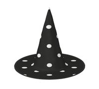FEYUNYAN Halloween Witch Hat, Adjustable Bendable Witch Costume Accessory for Women Adults Party, Pointed Wizard Cap, Dot Black & White Halloween hat, 1 PCS