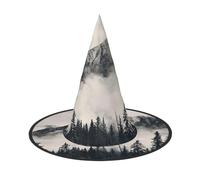 FEYUNYAN Halloween Witch Hat, Adjustable Bendable Witch Costume Accessory for Women Adults Party, Pointed Wizard Cap, Mountain Cliff Halloween hat, 2 PCS