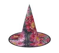 FEYUNYAN Halloween Witch Hat, Adjustable Bendable Witch Costume Accessory for Women Adults Party, Pointed Wizard Cap, Spring Flower Halloween hat, 2 PCS