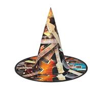 FEYUNYAN Halloween Witch Hat, Adjustable Bendable Witch Costume Accessory for Women Adults Party, Pointed Wizard Cap, Magic Electric Guitar Music Halloween hat, 1 PCS