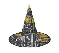 FEYUNYAN Halloween Witch Hat, Adjustable Bendable Witch Costume Accessory for Women Adults Party, Pointed Wizard Cap, You are my sunflower Halloween hat, 2 PCS