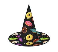 FEYUNYAN Halloween Witch Hat, Adjustable Bendable Witch Costume Accessory for Women Adults Party, Pointed Wizard Cap, Ring Bread Jam Halloween hat, 3 PCS