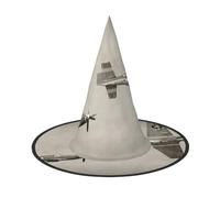 FEYUNYAN Halloween Witch Hat, Adjustable Bendable Witch Costume Accessory for Women Adults Party, Pointed Wizard Cap, World War 2 Aircraft Airplane Halloween hat, 3 PCS