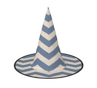 FEYUNYAN Halloween Witch Hat, Adjustable Bendable Witch Costume Accessory for Women Adults Party, Pointed Wizard Cap, Blue Beige Stripe Halloween hat, 1 PCS