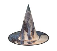 FEYUNYAN Halloween Witch Hat, Adjustable Bendable Witch Costume Accessory for Women Adults Party, Pointed Wizard Cap, Two Elephants Playing Halloween hat, 2 PCS