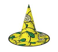 FEYUNYAN Halloween Witch Hat, Adjustable Bendable Witch Costume Accessory for Women Adults Party, Pointed Wizard Cap, Yellow Lemon Halloween hat, 3 PCS