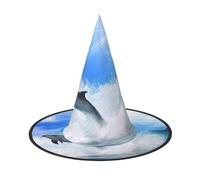 FEYUNYAN Halloween Witch Hat, Adjustable Bendable Witch Costume Accessory for Women Adults Party, Pointed Wizard Cap, cute Dolphin Halloween hat, 3 PCS