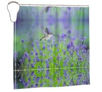 FEYUNYAN Heavy-Duty Waterproof Shower Curtain For Bathroom Privacy, Birds Lavender Flowers Bath Liner, Shower Curtains Liner For Shower Stall, Bathroom Curtains With 12 Pcs Hooks, 183x183cm