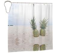 FEYUNYAN Heavy-Duty Waterproof Shower Curtain For Bathroom Privacy, Pineapples On The Beach Bath Liner, Shower Curtains Liner For Shower Stall, Bathroom Curtains With 12 Pcs Hooks, 183x183cm