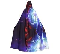 FEYUNYAN Hooded Cape For Adults, 3d Planet Space Stars Halloween Cloak, Gothic Witch Vampire Costume Accessory, Adjustable Tie Closure Soft Polyester Cloak For Cosplay & Halloween Parties