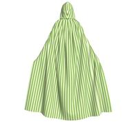 FEYUNYAN Hooded Cape For Adults, Classic Green Striped Halloween Cloak, Gothic Witch Vampire Costume Accessory, Adjustable Tie Closure Soft Polyester Cloak For Cosplay & Halloween Parties