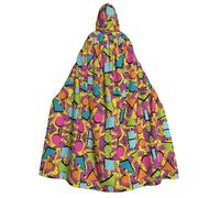FEYUNYAN Hooded Cape For Adults, Colored Memphis Halloween Cloak, Gothic Witch Vampire Costume Accessory, Adjustable Tie Closure Soft Polyester Cloak For Cosplay & Halloween Parties