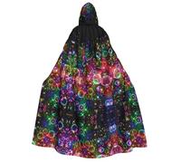 FEYUNYAN Hooded Cape For Adults, Colorful Rainbow Stars Halloween Cloak, Gothic Witch Vampire Costume Accessory, Adjustable Tie Closure Soft Polyester Cloak For Cosplay & Halloween Parties